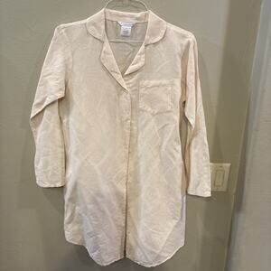 The Company Store Cream 100% Cotton Night Shirt Nightgown Small PJs Sleepwear